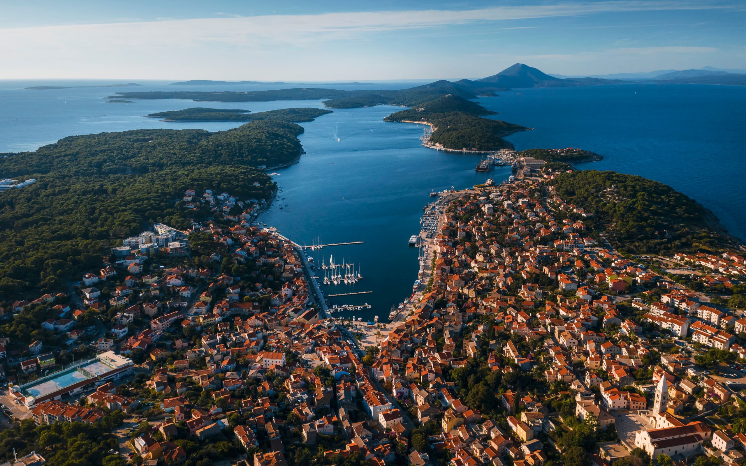 Aerial view of Mali Lošinj Town